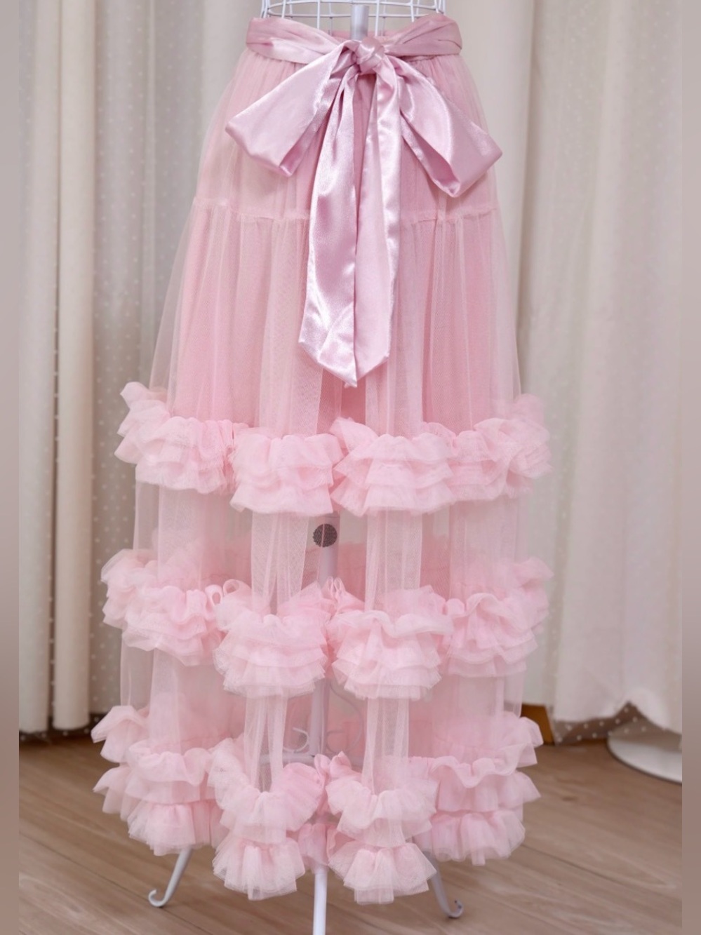 Vina of the Valley Rosy Twilight Long Tulle Skirt with Beautiful Satin Sash